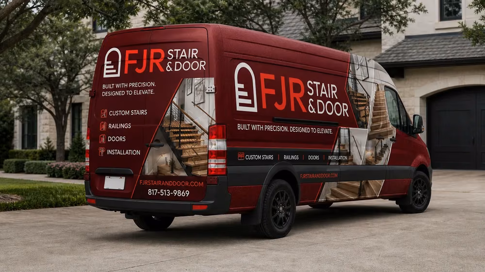Rear view of the FJR Stair & Door branded service van