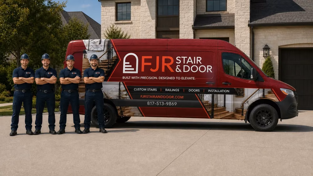 The FJR Stair & Door crew beside their branded service van