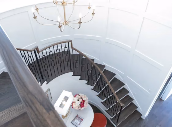 Custom staircase & railing by FJR Stair & Door in a DFW home