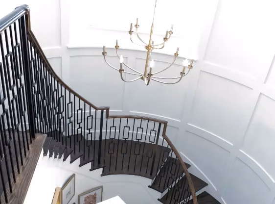 Custom staircase & railing by FJR Stair & Door in a DFW home