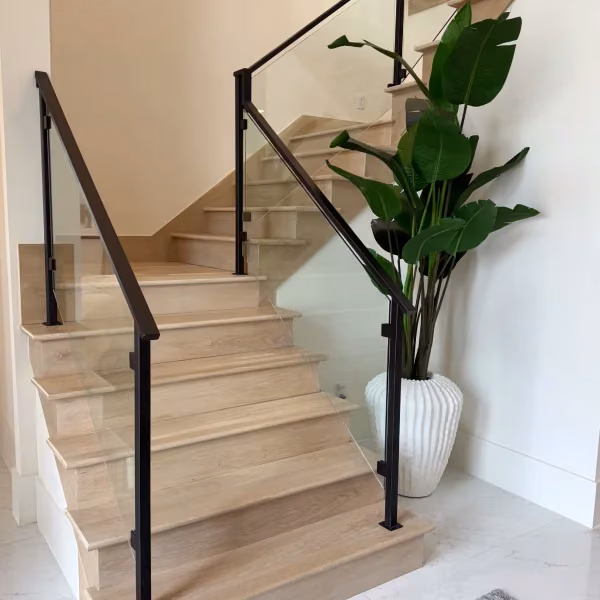 Custom staircase & railing by FJR Stair & Door in a DFW home