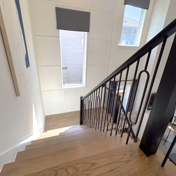 Custom staircase & railing by FJR Stair & Door in a DFW home